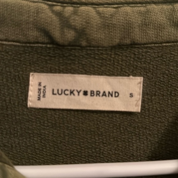 Lucky Brand Long Sleeve Utility Shirt Size S Button-Up Army Green French Terry - Picture 2 of 4